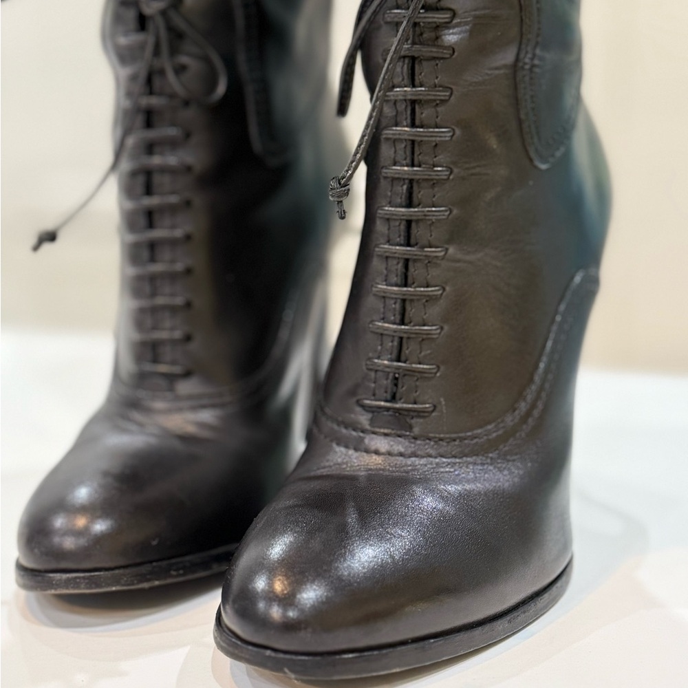 Elegant Black Knee-High Leather Boots TOM FORD LEATHER SIZE 37 - Picture 5 of 13